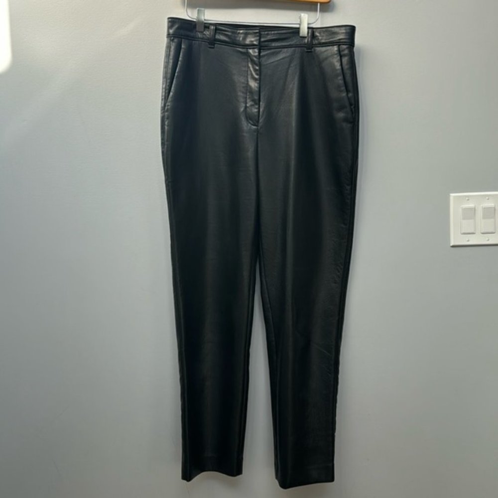 Aritzia Babaton Black Faux Leather Command Pants Size 12 - Picture 3 of 10